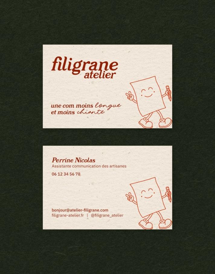 carte de visite de filigrane atelier